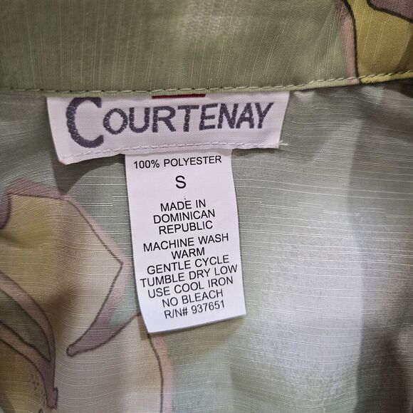 Vtg Courtenay Floral Fruit Print Top Womens Size S Green Blue Artsy Cottage Retr - Picture 7 of 9